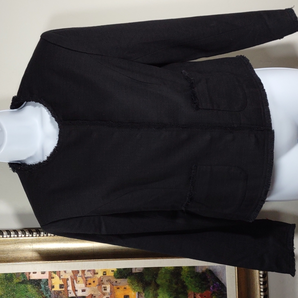 Monterey Bay Slub Woven Cotton Jacket w/Fringe Trim